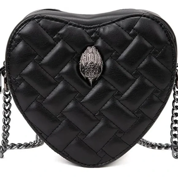 Kurt Geiger Black Quilted Heart Crossbody Bag BRAND NEW - Picture 1 of 12